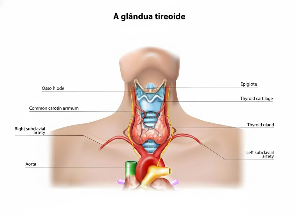 O que é a tireoide e por que ela é tão importante? 1 Foto mostra desenho da Tireóide